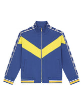 Jersey zip-up sweatshirt with DG logo band and intarsia design -  | Dolce & Gabbana