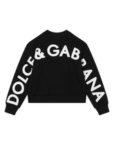 Long-sleeved round-neck sweatshirt with logo print -  | Dolce & Gabbana