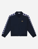 Zip-up jersey sweatshirt with logo side bands -  | Dolce &amp; Gabbana