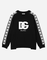 Long-sleeved round-neck sweatshirt with logo print and branded trims -  | Dolce &amp; Gabbana