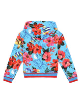 Zip-up hoodie with fish and flower print -  | Dolce & Gabbana