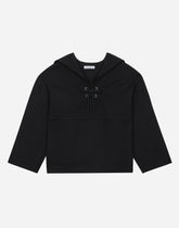 Cotton twill sweatshirt with a sailor collar -  | Dolce &amp; Gabbana