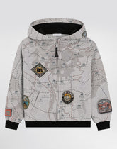 Melange hoodie with map print -  | Dolce &amp; Gabbana