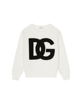 Plain-knit cotton round-neck pullover with inlaid DG logo -  | Dolce & Gabbana