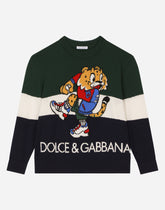 Wool jacquard sweater with mascot design -  | Dolce &amp; Gabbana