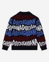 Wool jacquard cardigan with Dolce&amp;Gabbana logo -  | Dolce &amp; Gabbana
