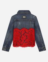 Denim jacket with lace insert -  | Dolce &amp; Gabbana