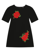 Short cady dress with crochet rose -  | Dolce &amp; Gabbana