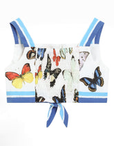 Cotton poplin top with butterfly print -  | Dolce &amp; Gabbana