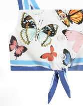 Cotton poplin top with butterfly print -  | Dolce &amp; Gabbana