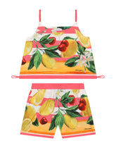 Poplin top and shorts set with lemon and cherry print -  | Dolce & Gabbana