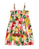 Poplin sundress with lemon and cherry print -  | Dolce &amp; Gabbana