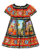 Carretto-print poplin midi dress -  | Dolce & Gabbana