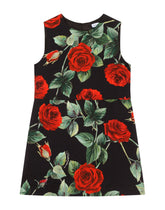 Short rose-print viscose dress -  | Dolce &amp; Gabbana