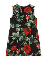 Short rose-print viscose dress -  | Dolce &amp; Gabbana
