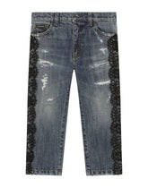 Denim jeans with lace bands -  | Dolce &amp; Gabbana