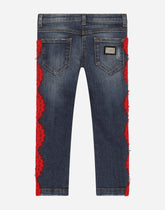 Stretch denim jeans with lace bands -  | Dolce &amp; Gabbana