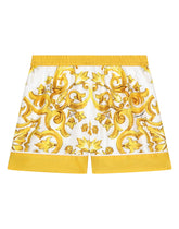 Twill shorts with yellow majolica print -  | Dolce &amp; Gabbana