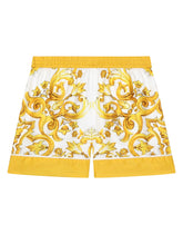 Twill shorts with yellow majolica print -  | Dolce &amp; Gabbana