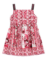 Short majolica-print poplin dress -  | Dolce & Gabbana
