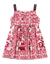 Short majolica-print poplin dress -  | Dolce & Gabbana