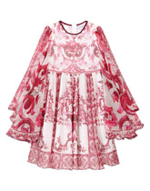 Long majolica-print chiffon dress -  | Dolce & Gabbana