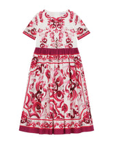 Poplin dress with yellow majolica print -  | Dolce &amp; Gabbana
