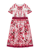 Poplin dress with yellow majolica print -  | Dolce & Gabbana