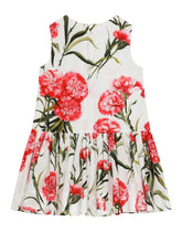 Carnation-print poplin midi dress -  | Dolce & Gabbana