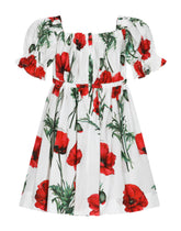 Poppy-print poplin midi dress -  | Dolce &amp; Gabbana