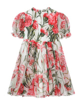 Carnation-print chiffon midi dress -  | Dolce & Gabbana