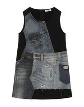Jersey and patchwork denim dress -  | Dolce & Gabbana
