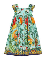 Long farmer-print poplin dress -  | Dolce & Gabbana