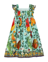 Long farmer-print poplin dress -  | Dolce & Gabbana