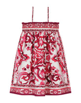 Poplin sundress with majolica print -  | Dolce & Gabbana