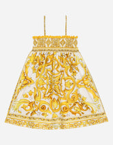 Poplin sundress with majolica print -  | Dolce &amp; Gabbana