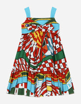 Sleeveless dress in Carretto-print poplin -  | Dolce & Gabbana