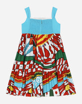 Sleeveless dress in Carretto-print poplin -  | Dolce & Gabbana