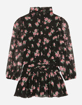 Chiffon dress with long sleeves -  | Dolce &amp; Gabbana