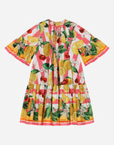 Poplin dress with lemon and cherry print -  | Dolce &amp; Gabbana
