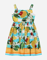 Poplin dress with lemon and cherry print -  | Dolce &amp; Gabbana
