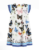 Poplin dress with butterfly print -  | Dolce &amp; Gabbana