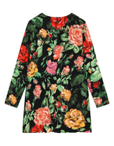 Cady dress with rose print over a black background -  | Dolce &amp; Gabbana