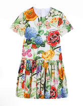 Poplin dress with floral print -  | Dolce &amp; Gabbana
