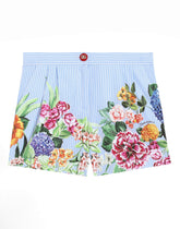 Striped poplin shorts with floral print -  | Dolce &amp; Gabbana