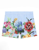 Striped poplin shorts with floral print -  | Dolce &amp; Gabbana