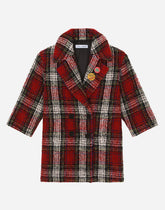 Double-breasted tartan bouclé coat -  | Dolce & Gabbana