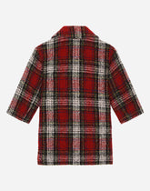 Double-breasted tartan bouclé coat -  | Dolce & Gabbana