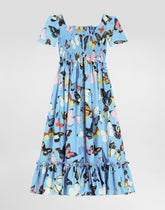 Poplin dress with butterfly print -  | Dolce &amp; Gabbana