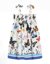 Poplin dress with butterfly print -  | Dolce &amp; Gabbana